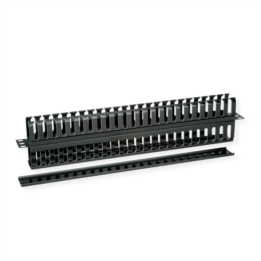 Value 19-Zoll-Frontplatte 1 He, Beidseitig Mit Cablekanal, Schwarz