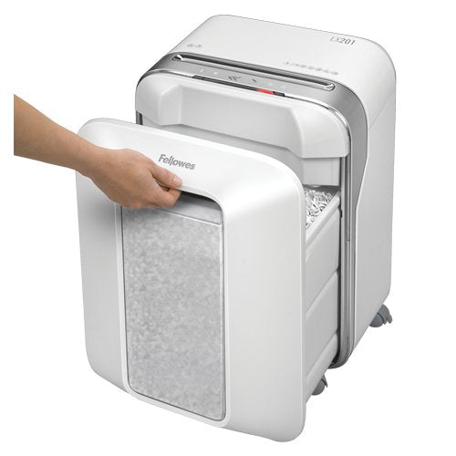 Destructora Fellowes Lx201 Blanca Corte En Partículas 2*12mm Papelera Capacidad 22l Seguridad P-5 Destruye Grapas/T.Credito/Clips
