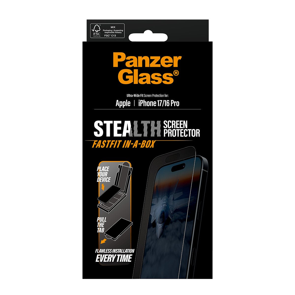 EAN 5715685026591 - PanzerGlass ® Stealth Screen Protector iPhone 17 | iPhone 16 Pro | Ultra-Wide Fit w. FASTFIT IN-A-BOX Pro imagen 3