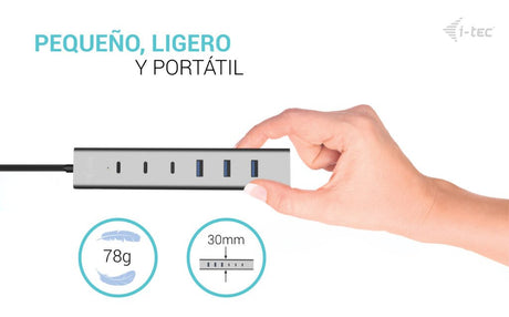 EAN 8595611707193 - i-tec CAHUBMETAL7 hub de interfaz USB 3.2 Gen 1 (3.1 Gen 1) Type-A + Type-C 5 Mbit/s Gris imagen 10
