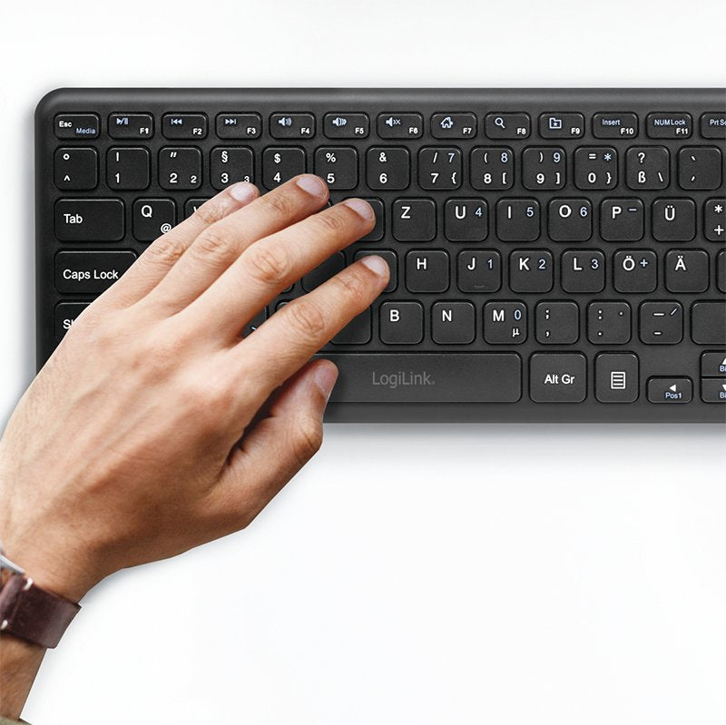 Teclado Aleman Logilink Id0188 Rf Inalámbrico Touchpad Qwertz Negro