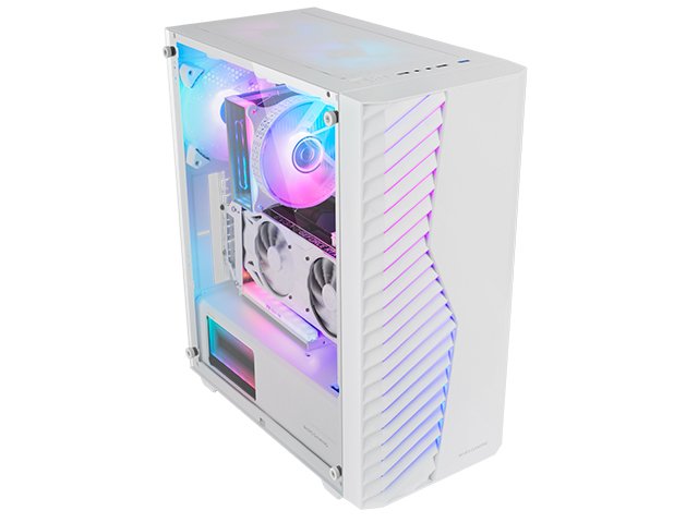 Caja Semitorre Atx Mc-Volt Argb Blanco Mars Gaming <Div Class='Especificaciones'>. Int.: 2x3.5,2x2.5/ 1xusb3.0, 2xusb2.0/ Audio In/Out.