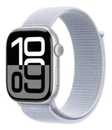 Apple Watch Series 10, Smartwatch Plateado, Aluminio, 46 ??Mm, Sport Loop Nube Azul, Cellular Mwy23qf/A
