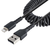 Usb To Lightning Cable - 1m    Cabl (3.3ft) Coiled Cable Black