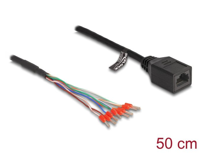 Delock 88005 Cable Rj45 Hembra A Terminal De Cable Cat.5e 50 Cm Negro
