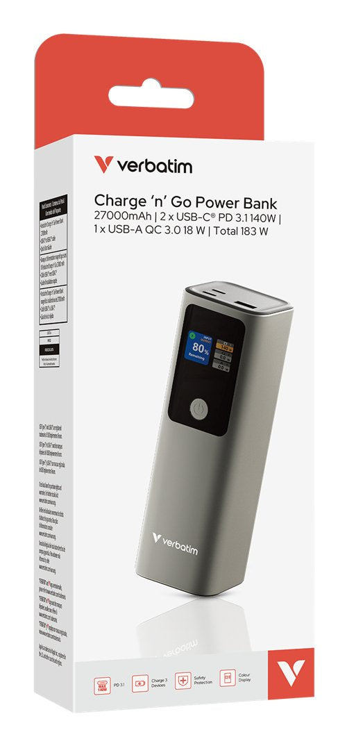 EAN 0023942322696 - Verbatim 32269 batería externa Ión de litio 27000 mAh Gris imagen 5