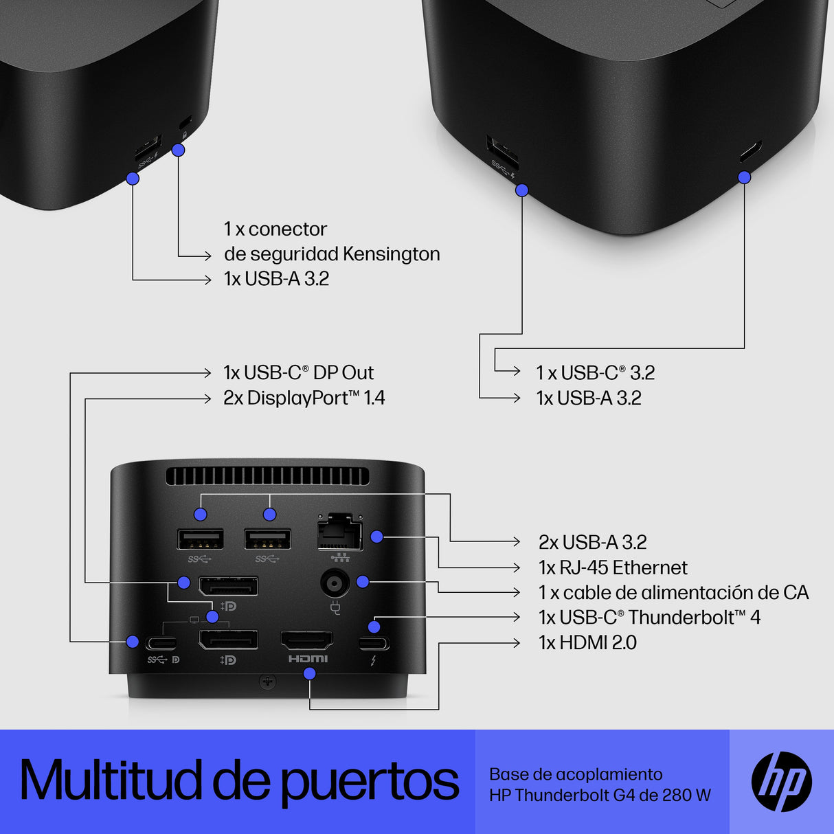 EAN 0196068757984 - HP Thunderbolt 280W G4 Dock w/Combo Cable Alámbrico Thunderbolt 4 Negro imagen 2