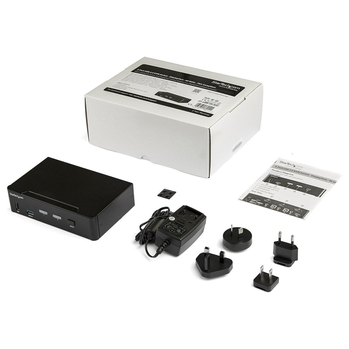 Startech.Com Switch Conmutador Kvm Displayport De 2 Puertos 4k 60hz Switch Kvm Displayport 1.2 Conmutador Kvm / Audio / Usb 2 X Kvm / Audio / Usb Sobremesa Conforme A La Taa