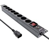 Regleta De Enchufes Inline De 19", 8 Vías Cee7/7, Enchufe C14, Protección Contra Sobrecarga