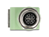 Delock M12 Adapter X-Kodiert 8 Pin Buchse Zu Rj45 Buchse Cat.5e Mit Befestigungsloch 90° Gewinkelt Grün