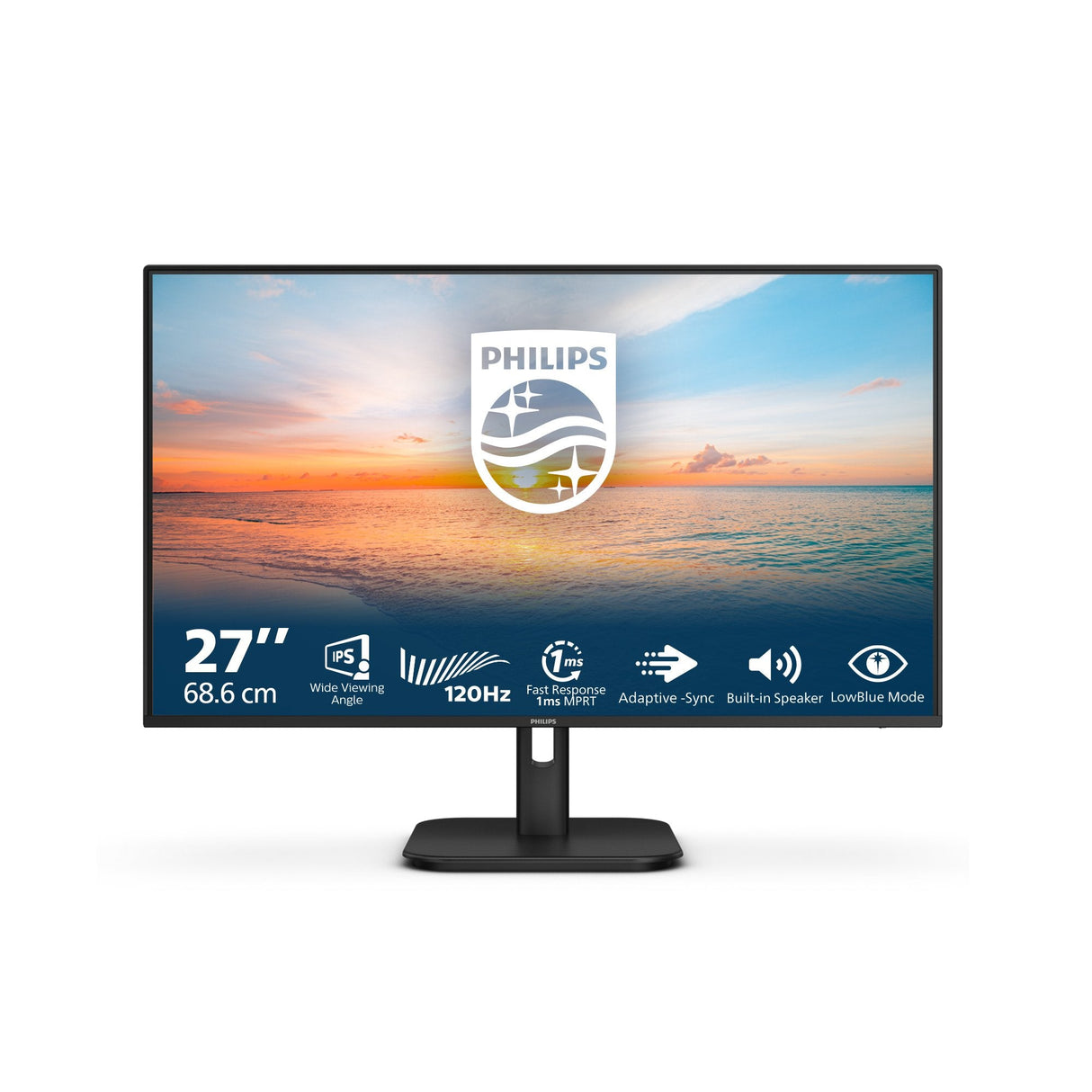 Monitor Philips 27" 275v8la/00 Ips Dp Hdmi Vga Fhd 120hz 1ms 300cd Vesa 2x4w Negro