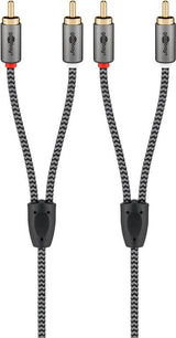 Goobay Más Cable De Cable Cinch Estereo Negro/Plateado, 5 Metros 65295