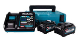 Makita Power Source Kit Li 40v 4ah, Cargador Negro/Azul, 2x Batería Bl4025, 1x Cargador Rápido Dc40ra, Makpac Tamaño 1