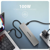 Hmc-7hx2 Wieloportovy Hub Usb 7in1, 5gbps, 2x Usb-A, 1x Usb-C, 2x Hdmi 4k/60hz, Glan, Pd 100w, 15cm Usb-C Kabel