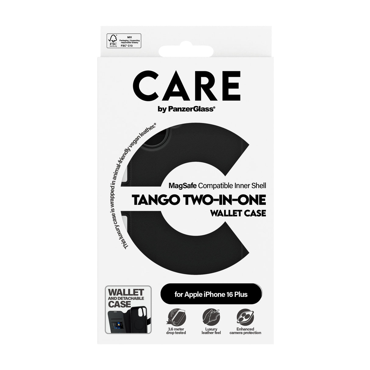 EAN 5715685003936 - PanzerGlass CARE™ by ® Tango 2-in-1 Wallet Case w. MagSafe iPhone 16 Plus funda para teléfono móvil Negro imagen 3