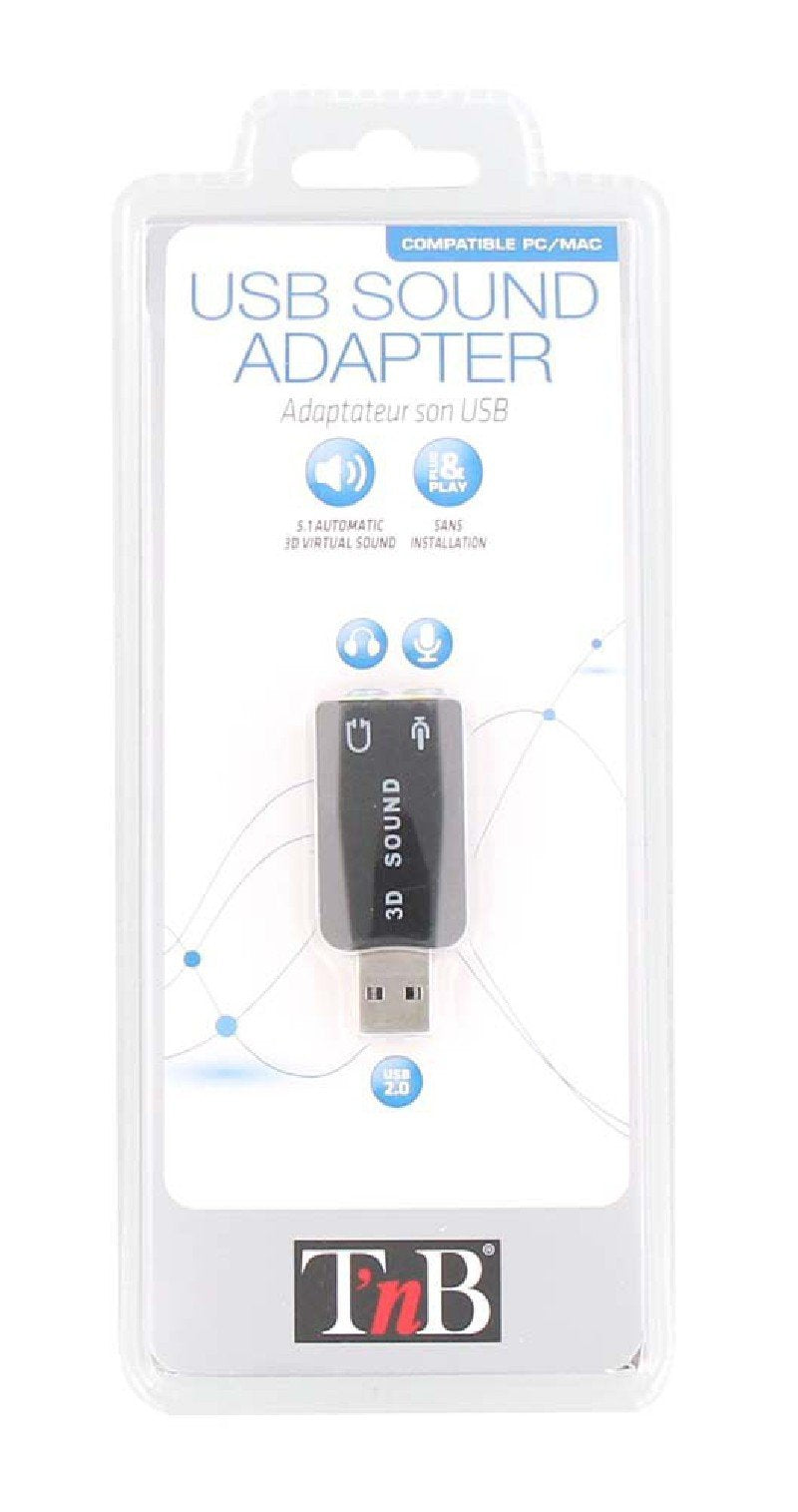EAN 3303170075623 - T'nB ADAUSB51 cambiador de género para cable USB-A 2 x 3.5mm Negro imagen 3