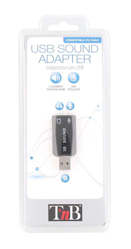EAN 3303170075623 - T'nB ADAUSB51 cambiador de género para cable USB-A 2 x 3.5mm Negro imagen 3