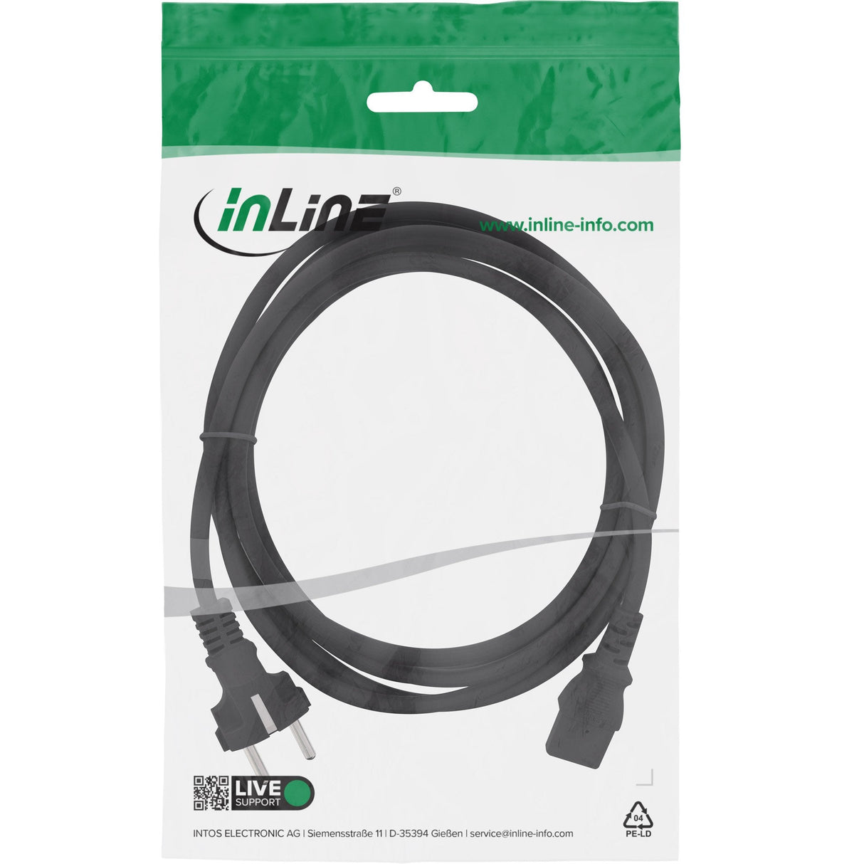 Cable De Alimentación Inline Tipo F Recto A 3 Pines Iec C13 Negro 1m