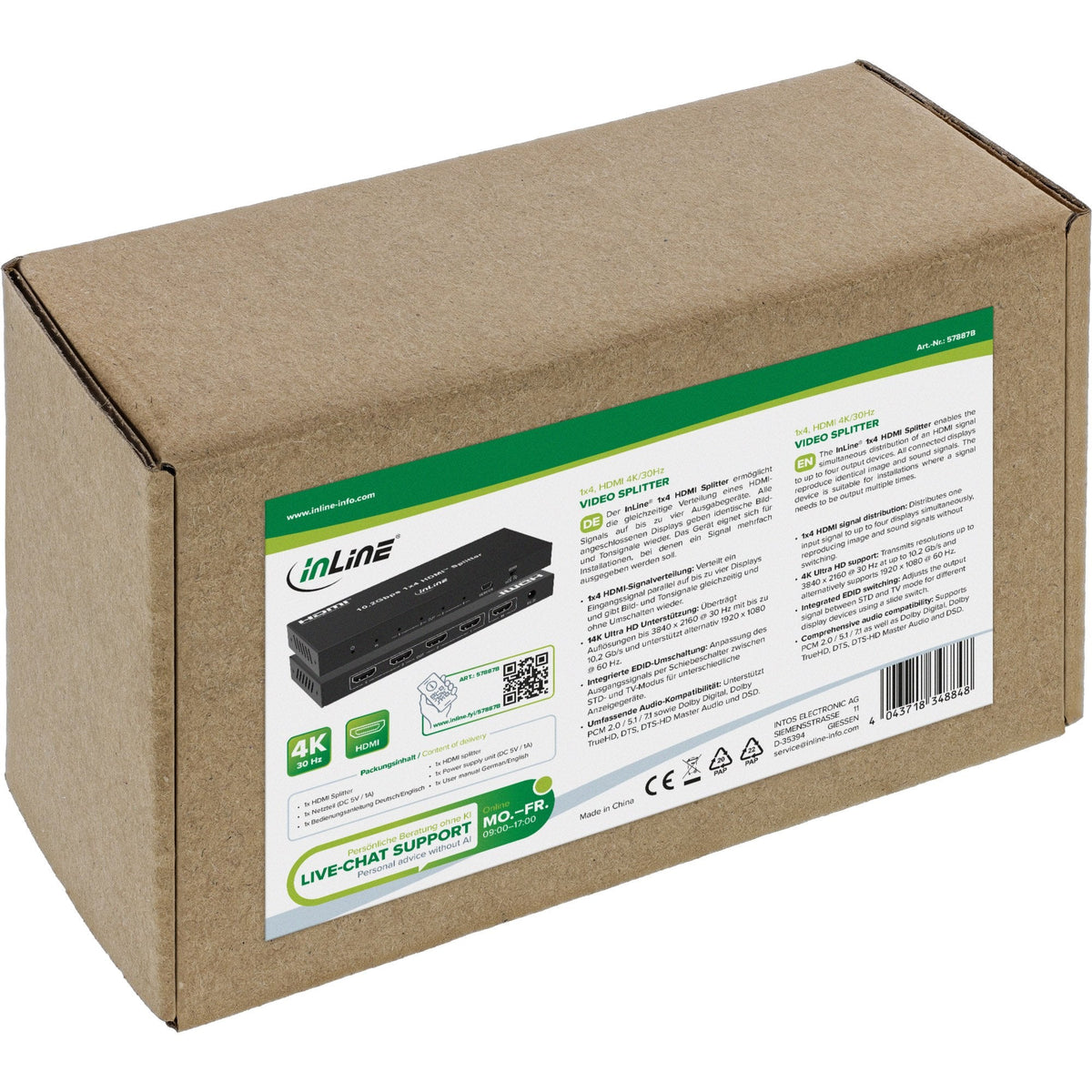 Splitter Hdmi  4 Puertos 4k 30hz Inline