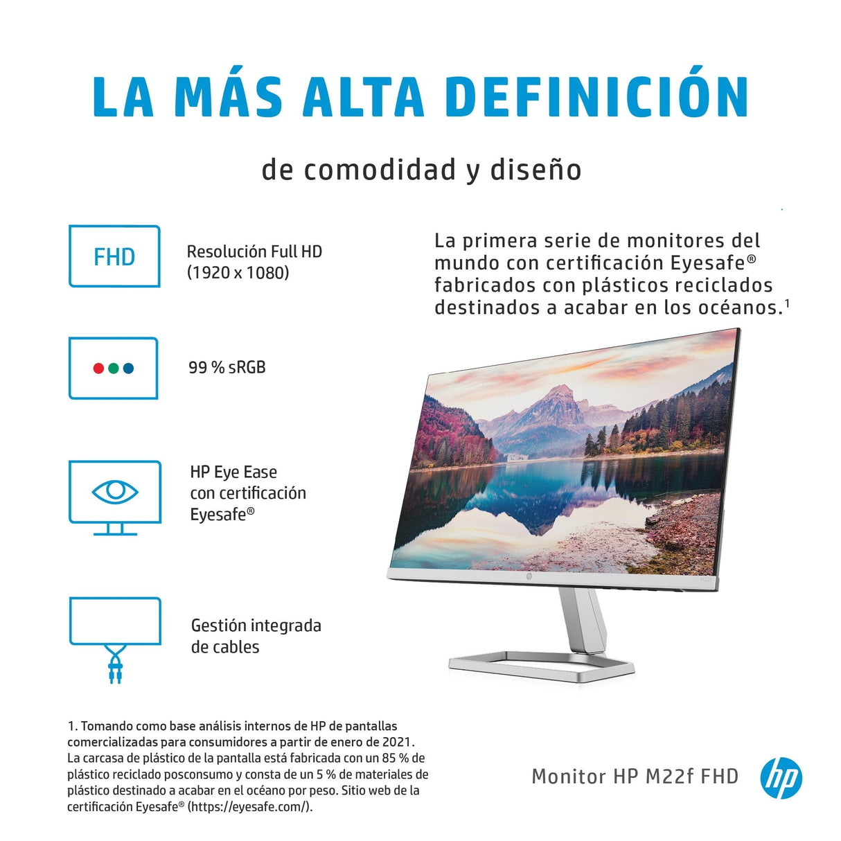 Monitor Hp M22f 21.5" Fhd 5ms Vga Hdmi 1920x1080 Cable Hdmi Incluido