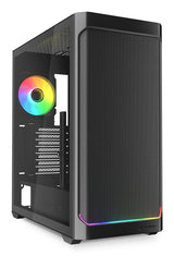 Caja Pc Sharkoon Ak4w Rgb Strip Negra, Cristal Templado 4044951041664