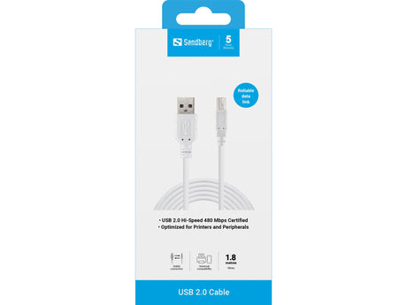 EAN 5705730502781 - Sandberg 502-78 cable USB 1,8 m USB A USB B Blanco imagen 3