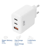 Cargador Usb-C/Usb-A De 65 W Y 3 Puertos Con Power Delivery Pps, Quickcharge Y Ganfast