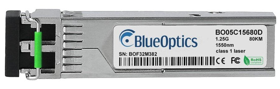 Blueoptics Juniper Ex-Sfp-1ge-Lh Blueoptics Bo05c15680d Sfp Transceiver, 1000base-Zx, Singlemode Fiber, 1550nm, 80km