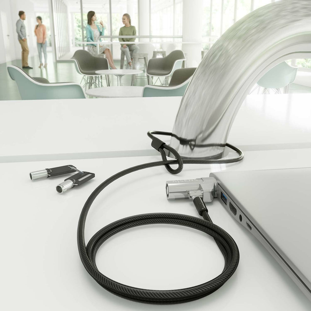 Aisens Cable De Seguridad Tipo Nano Para Portátiles Aslk-D45k06-Bk 1.5m