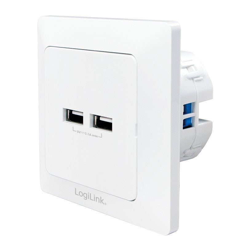Logilink Pa0163 Toma De Pared Con 2x Puerto Usb Blanco