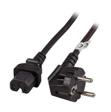 Netzcable 230v Schutzkontakt Cee7(Mecker)->Warmgeräte Iec-C15(Hchse), 1,0m,Negro