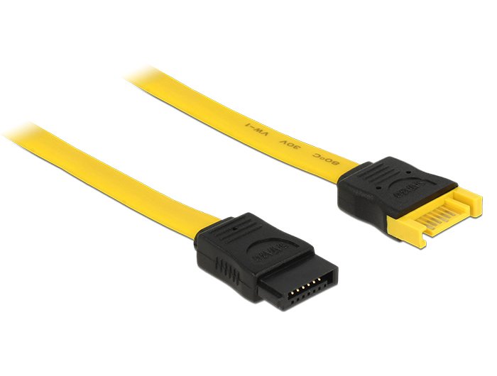 Cable Delock 0.7m 2xsataiii De Sata 0,7 M Sata 7-Pin Negro, Amarillo