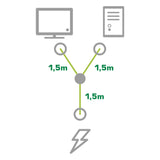 Inline Cable Alimentacion Tipo F 1x Iec-C14 A 2x Iec-C13 3m