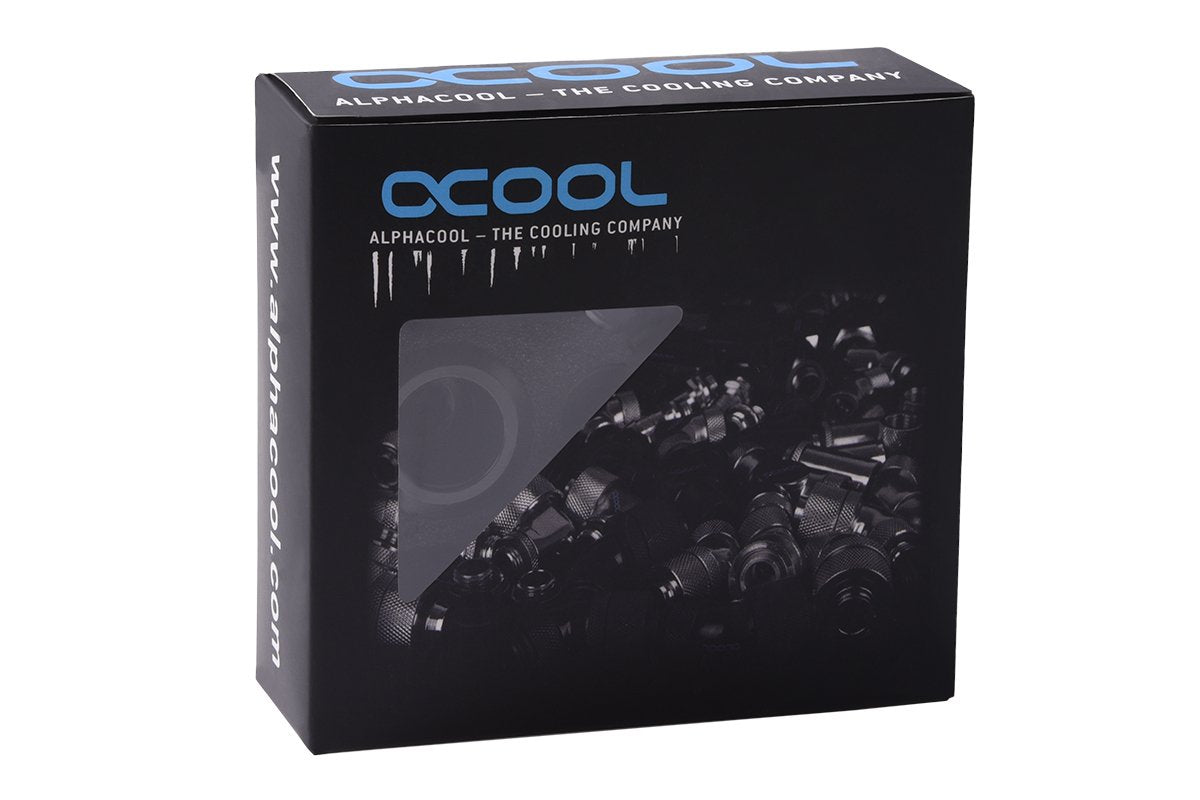Alphacool Eiszapfen Pro 16mm Hardtube Racor G1/4 - Deep Black Sixpack,