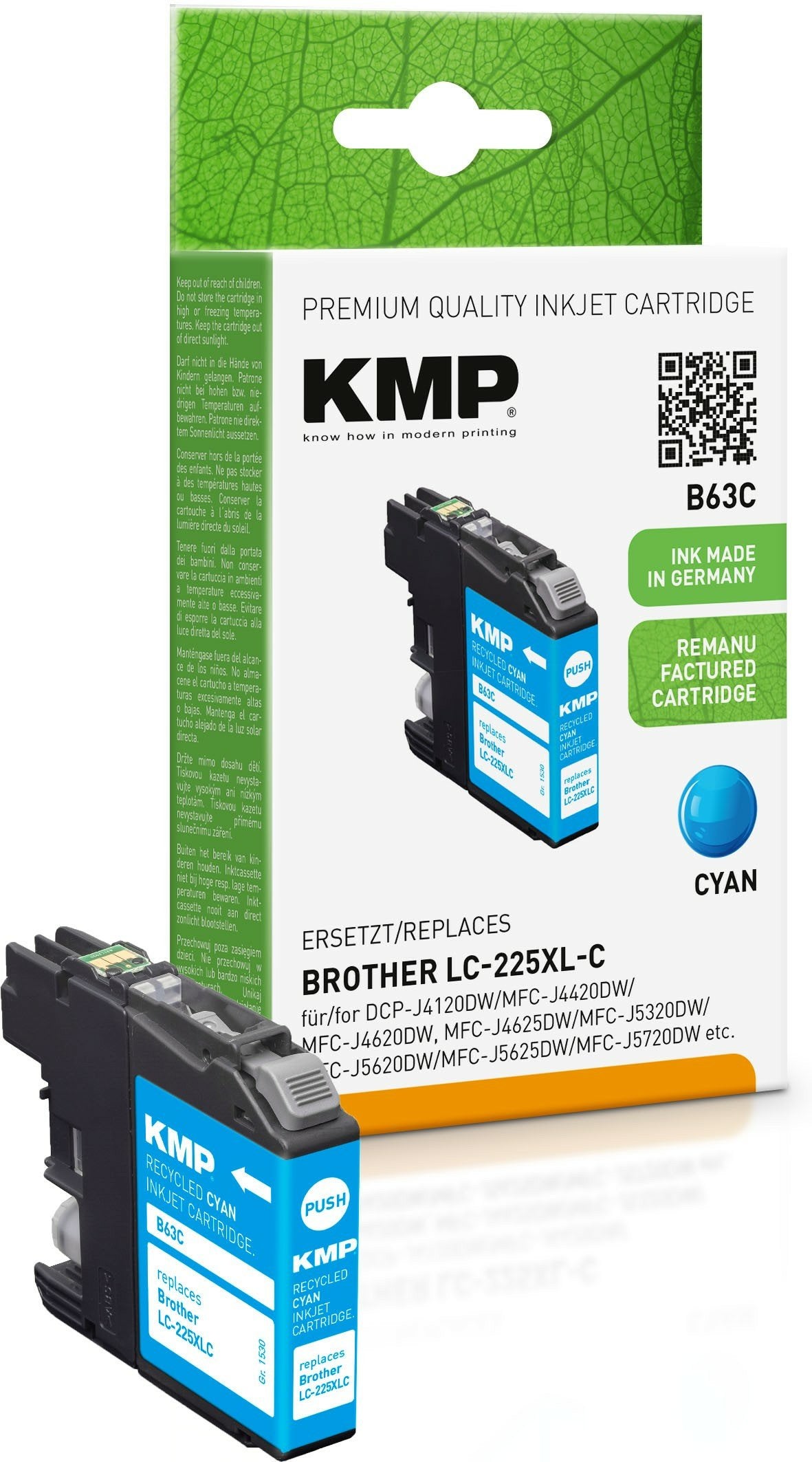 Kmp Cartucho Brother Lc-225xlc 1200 S. Cyan Remanufactured