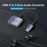 Adaptador Audio Vention Bigha Usb Tipo-C Macho Jack 3.5 Hembra Usb Tipo-C Pd Hembra Gris