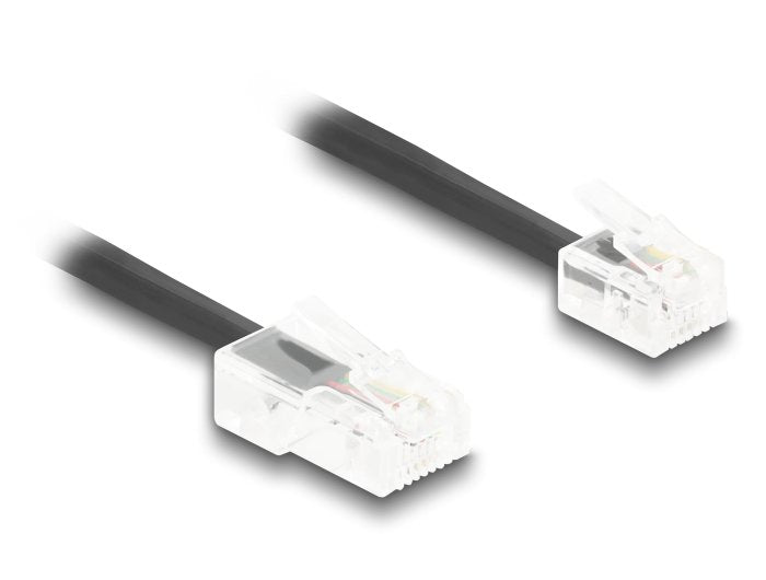 Delock 88479 Cable Telefónico En Espiral Rj11 Macho A Rj45 Macho Negro 2 M