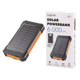 Bateria Externa Power Bank  8000  Solar 2 Puertos Usb-A De Control De Calidad Linterna Negro Naranja Logilink