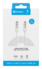 Sandberg 136-76 Cable Usb Usb 3.2 Gen 2 (3.1 Gen 2) 5 M Usb C Blanco