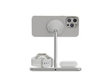 Soporte Base De Carga Inalambrico 3en1 Magsafe Plata Linq Carga Magnética Qi2/ Certificación Mfi Para Apple Watch