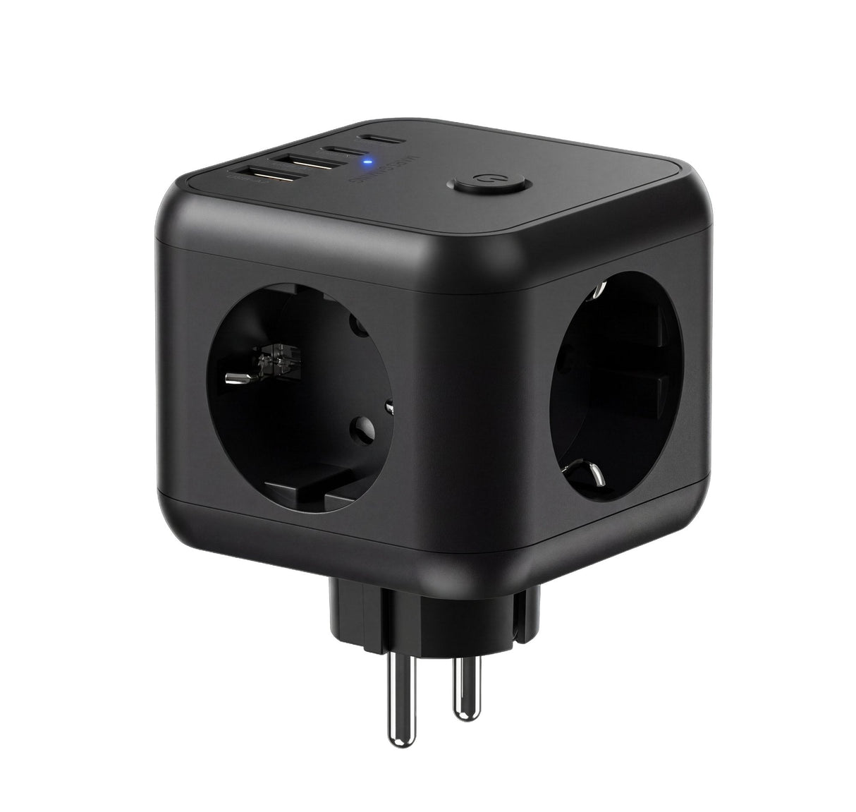 Cargador De Pared Mars Gaming Md Cube20 20w 3x Schuko 2x Usb Tipo C 2x Usb Tipo A Negro