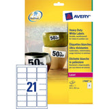 Avery L7060-20 Resistant Labels 20 Sheets - 21 Labels Per Sheet