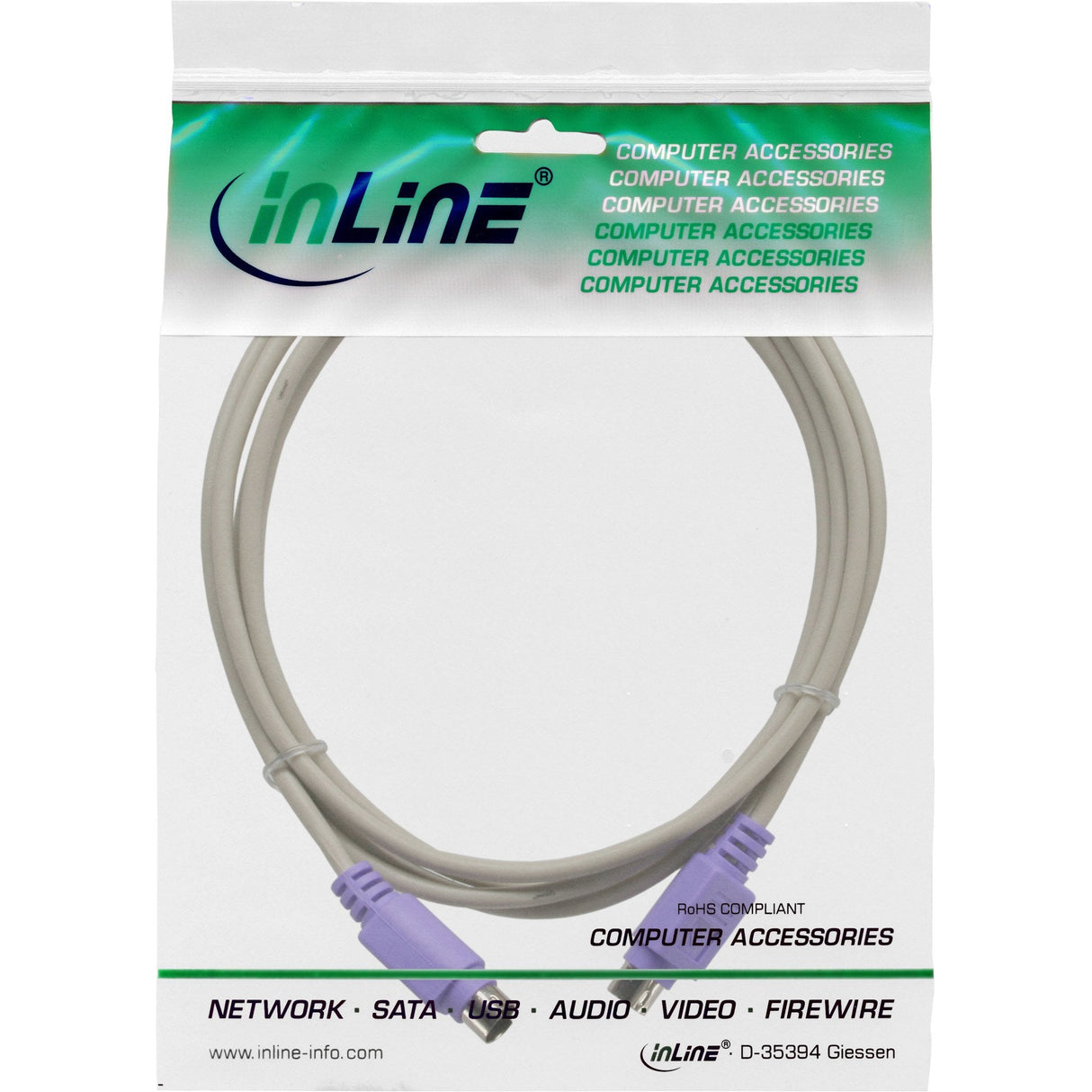 Inline Ps/2 Cable Macho A Macho Gris / Violeta 2m