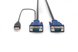 Cable Kvm Digitus Vga Ps/2 Usb Hd Db15/M 2xminidin6/M Usb Tipo A/M Hd Db15/M 3m