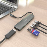 Aisens Usb-C Dock 6 En 1, Usb-C A 1xhdmi, 3xusb-A, 1xsd, 1xmicro Sd, Gris, 15cm