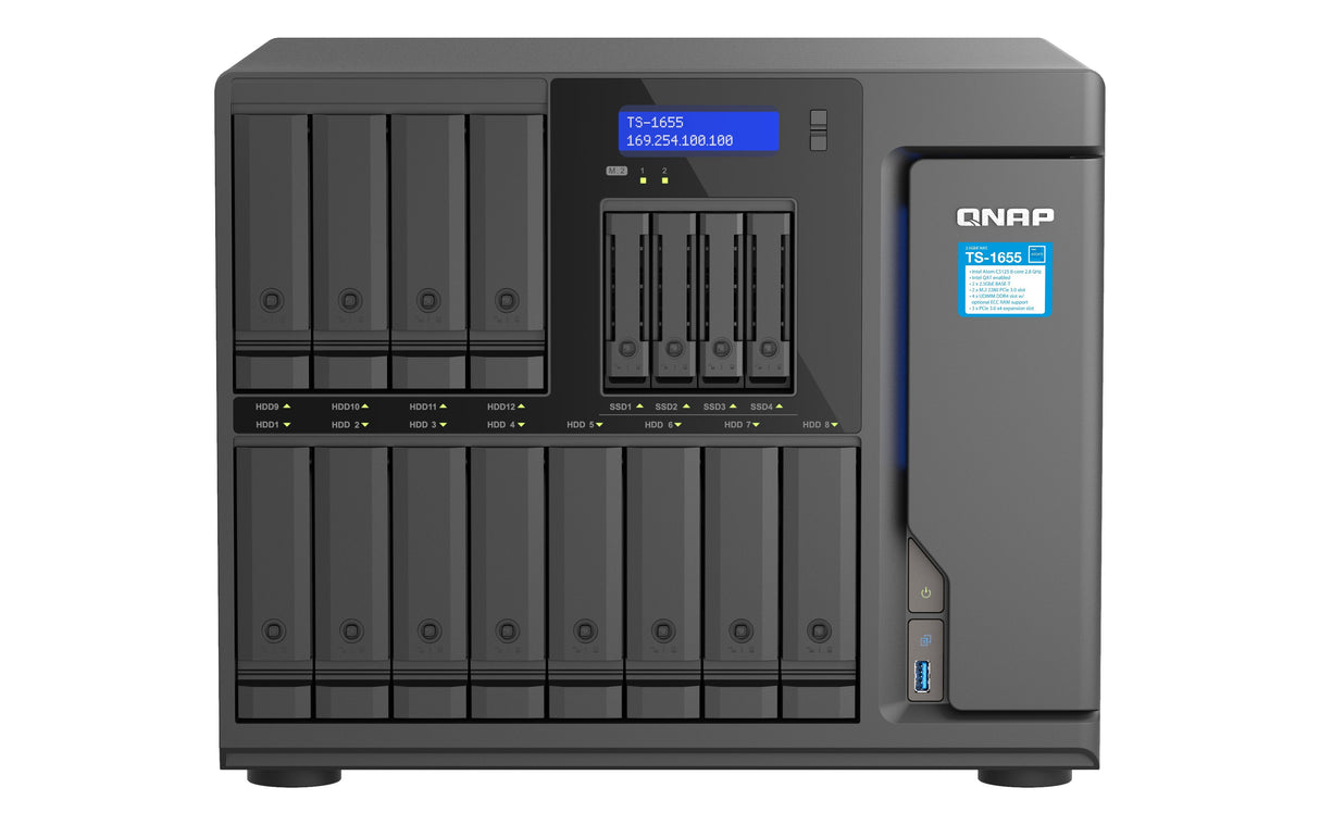 Nas Qnap Ts-1655-8g 16-Bay Nas, Intel Atom C5125 8-Core/8-Thread 2.8ghz Processor