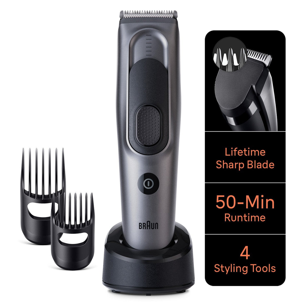 Braun Hairclipper Hc7390, Cortapelos Plateado/Negro Hc7390