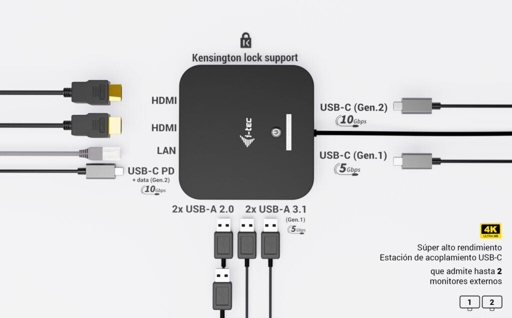 EAN 8595611707377 - i-tec C31DUALHDMIDOCKPD base para portátil y replicador de puertos Alámbrico USB 3.2 Gen 2 (3.1 Gen 2) Ty imagen 5