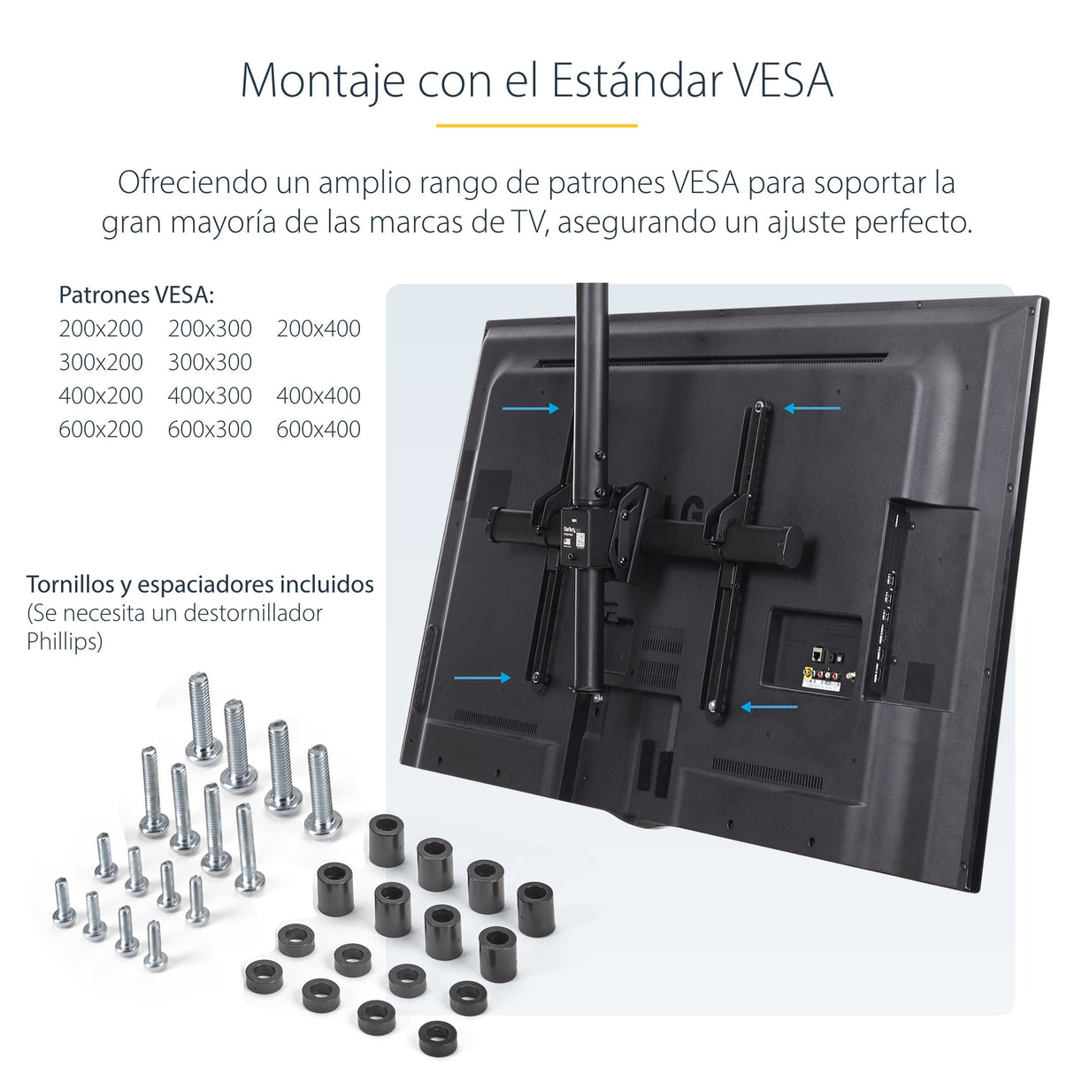 EAN 0065030865470 - StarTech.com FLATPNLCEIL soporte para pantalla de señalización 190,5 cm (75") Negro imagen 13