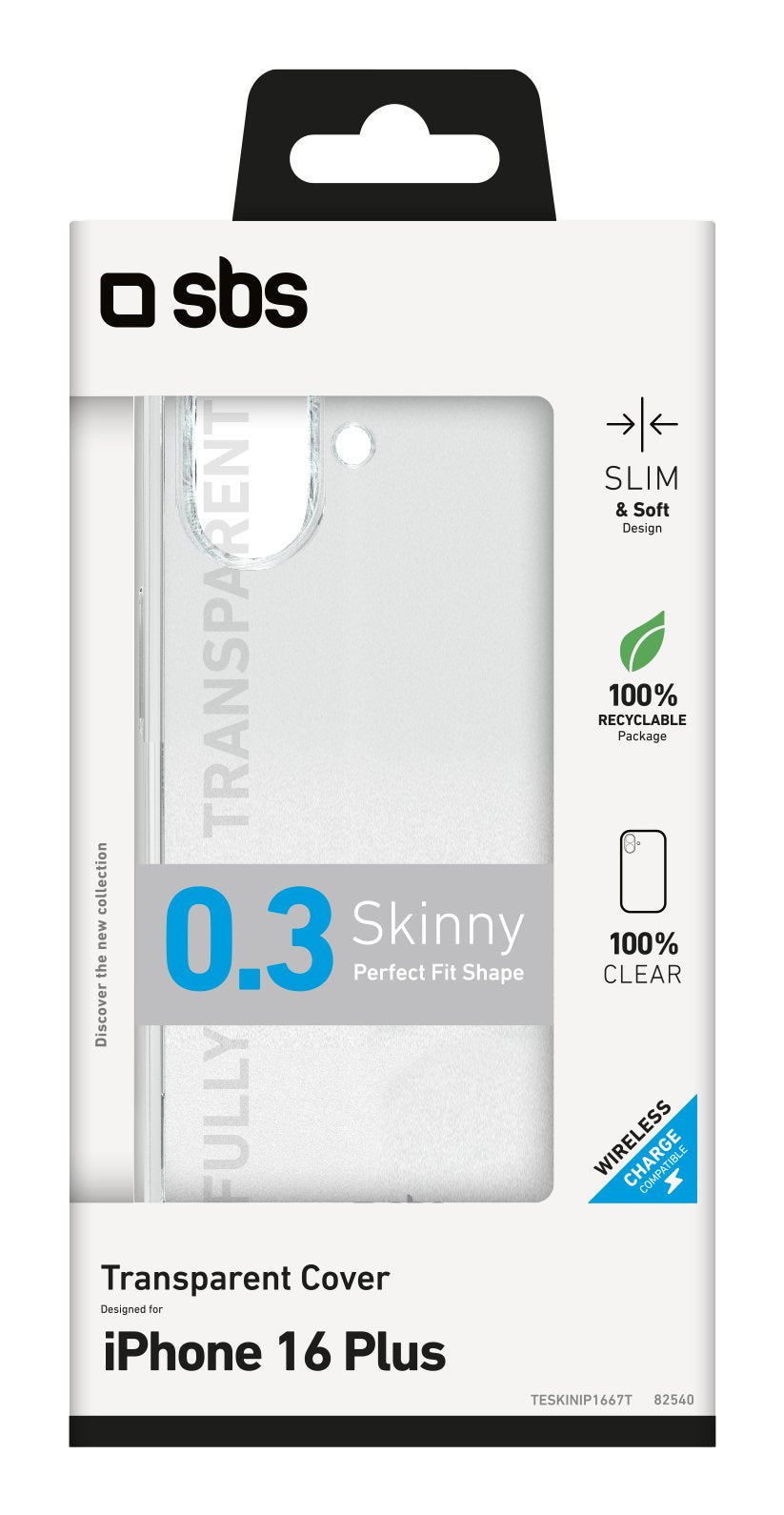 Sbs Skinny Cover Iphone 16 Plus Transparent
